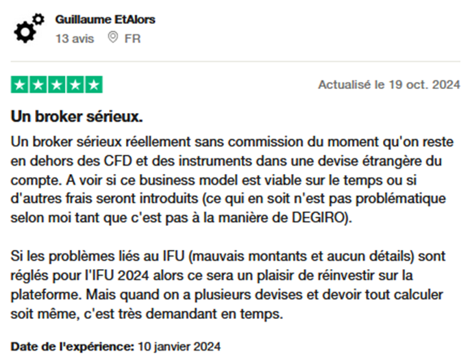 Avis XTB sur TrustPilot 